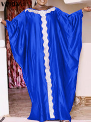 VONDA Elegant Dresses For Women 2022 Random Printed O Neck Dolman Sleeve A-Line Vestidos Bohemian Party Casual Summer Plus Size Long Dresses