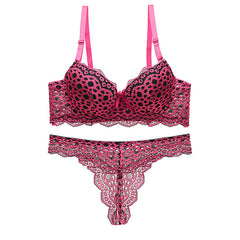 Leopard print bra set lace top thin bottom thick underwear set