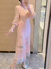 فستان Wavsiyier أنيق بوهيمي فاخر للنساء للحفلات ميدي بأكمام طويلة لربيع 2022 خط دانتيل مطرز شاهق