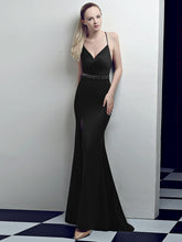 Ma'am fashion sexy Camisole Solid color Split ends Long Evening dress