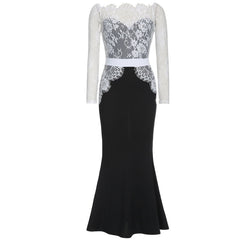 Ladies Fashion Temperament Slim Lace Stitching Dress JFS1JX798