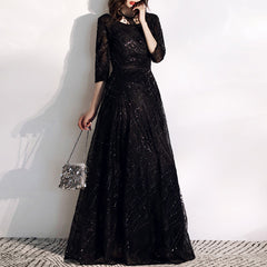 Ladies Round Neck Mid Sleeve Long Fashion Banquet Evening Dress LX108