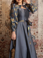 Satin Elegant Bronzing Tie Waist Dress