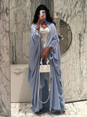 European Muslim women's modest modern fashion Turkish solid color cotton and linen casual large size abaya cardigan robe