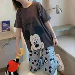 Summer pajama sets Mickey robes kawaii clothes casual nightgowns robe Short sleeve Pajama girl robe sets