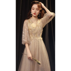 Best-selling new evening dress banquet 2023 new summer temperament long section champagne color celebrity student annual meeting evening dres