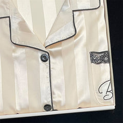 Luxurious chic summer silky women's pajamas short-sleeved home clothes thin section silk suit