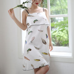 Sexy Ladies Nightdress Tube Top Sling Pajamas Feather Homewear Short Skirt