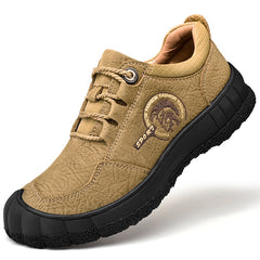 Leather shoes men's large size outdoor real cowhide first layer dad shoes non-slip high-top hiking shoes