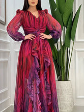 Elegant Printed Multicolor Chiffon Dress