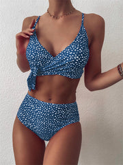 Floral Cross Tie High Waist Bikini