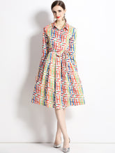 European and American fashion all-match slim waist positioning print dress