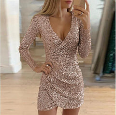 Fashion Sexy Dress Sequin Dresses Women Plus Size Vestidos Casual Dresses Bodycon Dresses Short Party Dress Elegant Dress Women