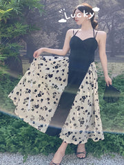 Romantic Women Lace Embroidery Party Dress 2023 Summer Elegant Vintage Gothic Long Dress Korean Party Vestidos