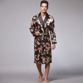 New ice silk men's long-sleeved nightgown bathrobe home clothes