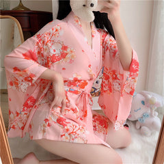 European and American women's fashion printed silk nightgown
