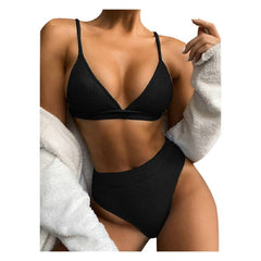 Women Bandeau Bandage Bikini Set Push Up Brazilian Swimwear Beachwear Swimsuit Bikini 2021 Black Swimwear