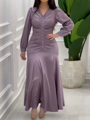 Elegant sheath wrap satin dress