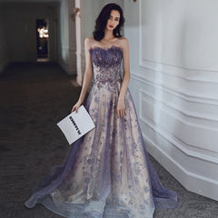 Best-selling new banquet evening dress 2022 new autumn and winter purple temperament thin dreamy long tube top dress skirt female