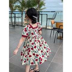 Original girl rose garden dress summer dress 2023 new children's dress French little girl skirt