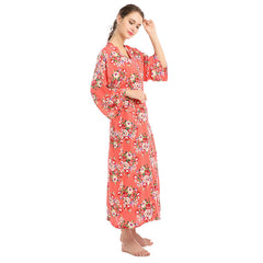 Women's long Bathrobe Floral Print Kimono Long Robe Cotton Bridesmaids Dress LengthSilk Robes Dressing Gown Summer Nightgown elegant Robe