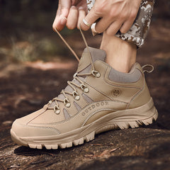 Autumn and winter men's outdoor sports shoes hiking shoes military training shoes wild desert combat boots leather cotton non-slip warm hiking boots