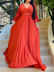 فساتين نسائية أفريقية خريفية عصرية بلون واحد فساتين حفلات أفريقية أنيقة