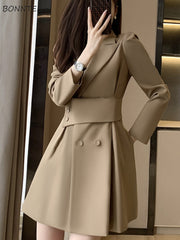 Office women's long-sleeved dress ladies young elegant fashion slit autumn new simple fashion high waist Korean version all collocations 4.21