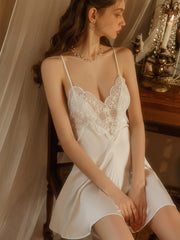 Sexy ice silk pajamas solid color trumpet sleeve bathrobe 6101 style with jacket