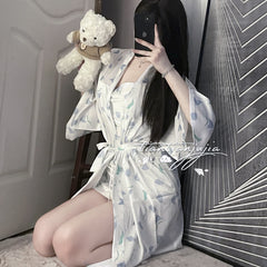 2023 جديد مثير باس النوم السيدات الصيف الحمالات الجليد بيجامة من الحرير الطباعة الرغبة بيجامة الحرير