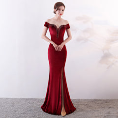 سيدتي حفلة نهاية الانقسام فستان سهرة مثير أسود طويل الطراز مخملي جو نحيف