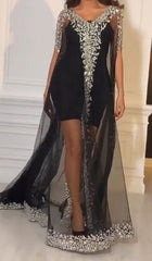 European and American women's sexy bronzing cape prom dress dress