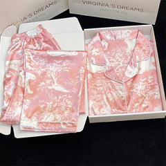 Summer women's comfortable silk long-sleeved pajamas home clothes thin suit