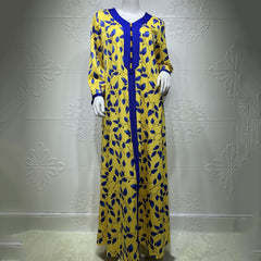 MD Abaya Dubai Turkey Muslim Boho Dress 2021 Women Kaftan Abayas African Print Long Sleeve Dresses Elegant Ladies Wedding Party