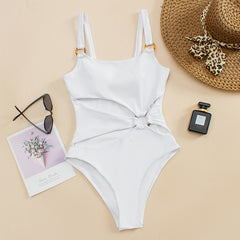 2023 new thin swimsuit female cross-border Amazon European and American solid color  cross-border foreign trade