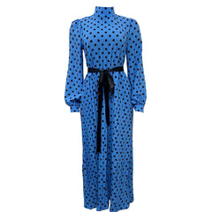 Loose pleated polka dot long skirt large size European and American dress