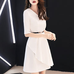 Ladies V-neck short sleeve simple banquet dress