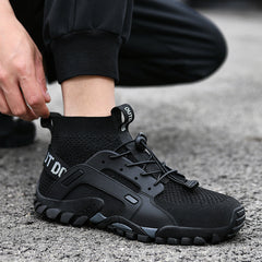 Men's hiking shoes flying woven high-top large size river tracing shoes Men's summer hiking shoes women's outdoor amphibious shoes breathable fashion