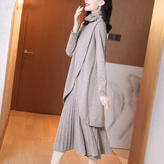 فستان ميدي نسائي أنيق فساتين غير رسمية للسيدات عتيقة موضة كورية نسائية Bodycon خريف شتاء 2022 محبوك ضيق