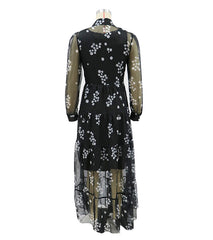 European and American new women's sexy mesh see-through long dress