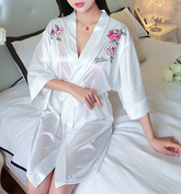 Sexy silk -end ladies nightgown rose