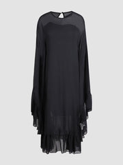 Black Sheer Elegant Chiffon Skirt Ruffled Dress