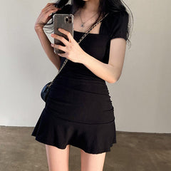 Women's Summer Dress One Ladies Young Girls Sweet Chic And Elegant Sexy Short Dress Black