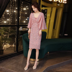 New style small evening dress skirt female summer temperament celebrity pink banquet party birthday party host dress usually wearable