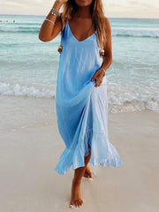V-neck sexy halter straps beach holiday boho dress women