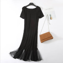 New summer night wear dress women nightgowns short sleeve cotton sleepwear nightdress ladies bottom dresses mesh long shirt
