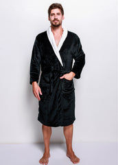 Couple's pajamas homewear color block flannel nightgown coral fleece bathrobe nightgown