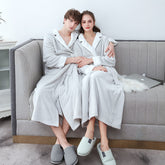 Coral fleece nightgown for men and women autumn and winter long-sleeved lace-up pajamas