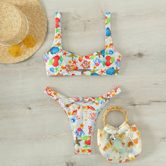 Pengxiang new European and American foreign trade swimsuit split printing multi-color high-quality sexy bikini swimsuit