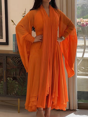 Multicolor Elegant Chiffon Scarf Neck Flowy Dress